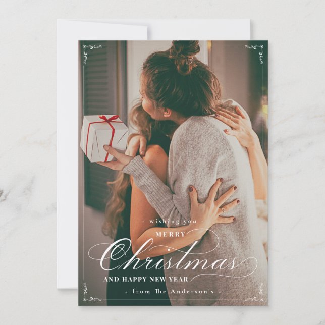 Classic Photo Merry Christmas Happy New Year Card (Front)