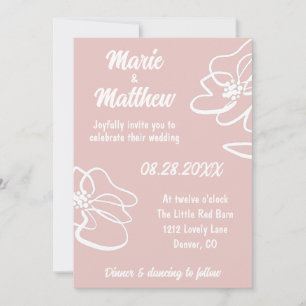 Classic Photo Pink Blush Floral Wedding Invitation