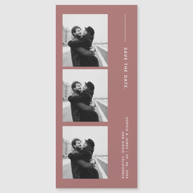 Classic Photo Strip Wedding Magnetic Save The Date (Front)