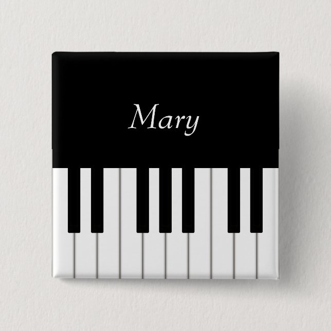 Classic Piano Keyboard Personalized Music 2 Inch Square Button (Front)