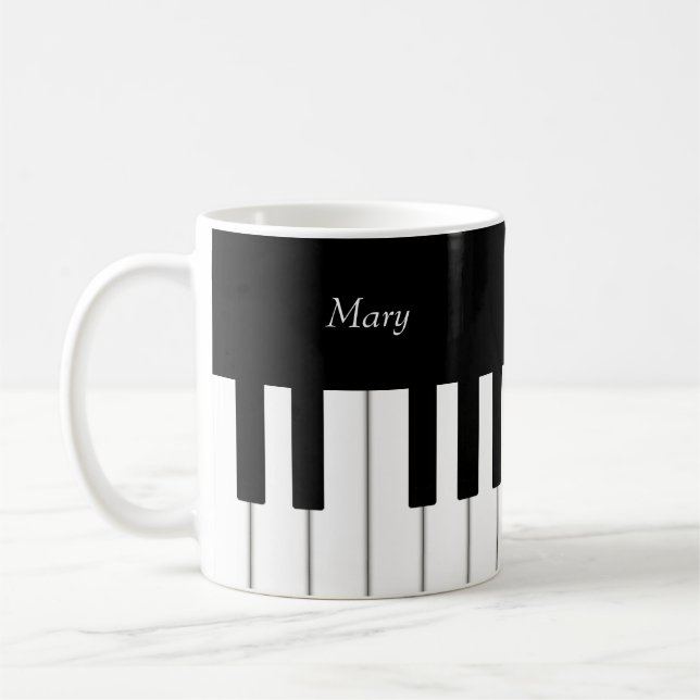 Classic Piano Keyboard Personalized Music Coffee Mug (Left)