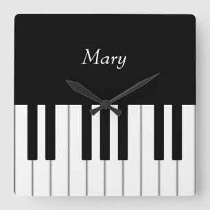 Classic Piano Keyboard Personalized Music Square Wall Clock