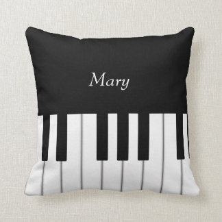 Classic Piano Keyboard Personalized Music Throw Pillow