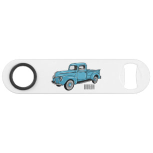 Classic pick up truck cartoon illustration bar key