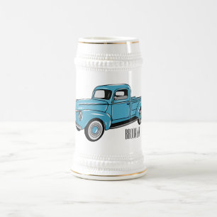 Classic pick up truck cartoon illustration beer stein