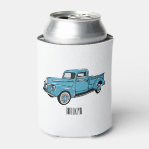 Classic pick up truck cartoon illustration can cooler