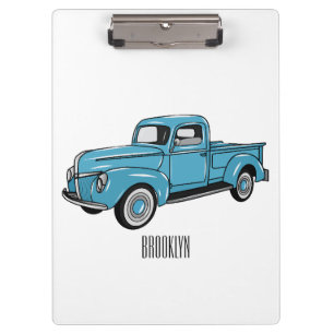 Classic pick up truck cartoon illustration clipboard