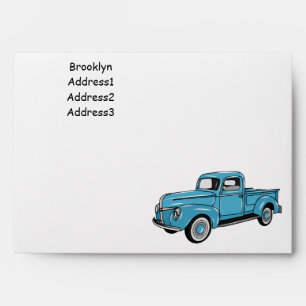 Classic pick up truck cartoon illustration envelope