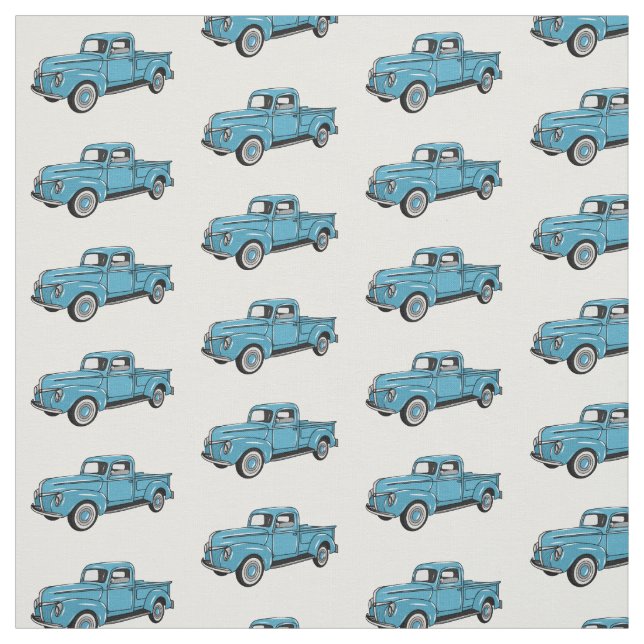 Classic pick up truck cartoon illustration fabric (Swatch)