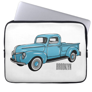 Classic pick up truck cartoon illustration laptop sleeve
