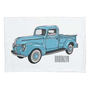 Classic pick up truck cartoon illustration pillowcase