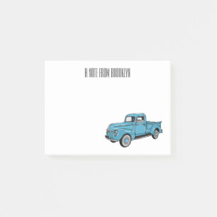 Classic pick up truck cartoon illustration post-it notes