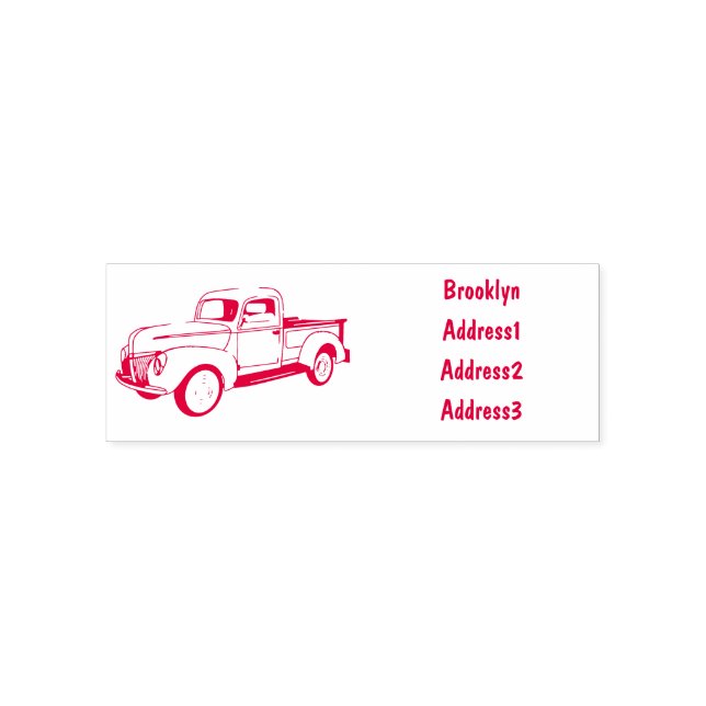 Classic pick up truck cartoon illustration self-inking stamp (Design)