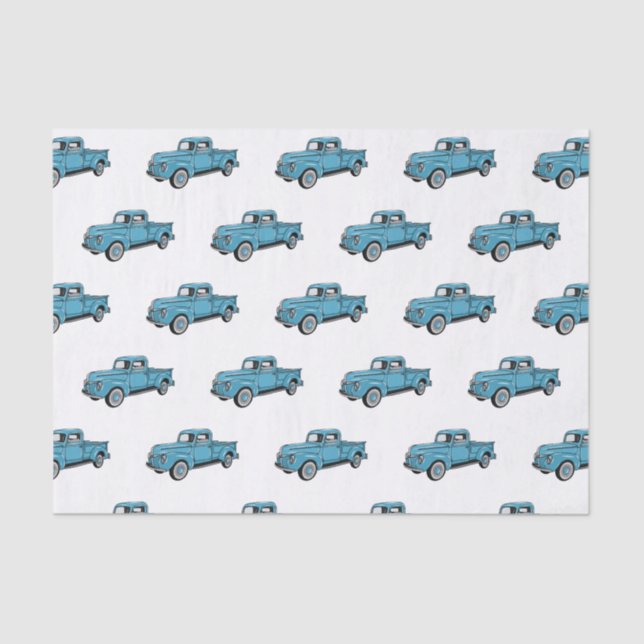 Classic pick up truck cartoon illustration tissue paper (Front)