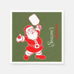 Classic Pickleball Santa Green Christmas  Napkin