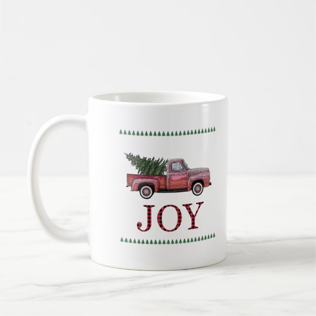 Classic pickup truck Christmas tree design. Coffee Mug (Left)