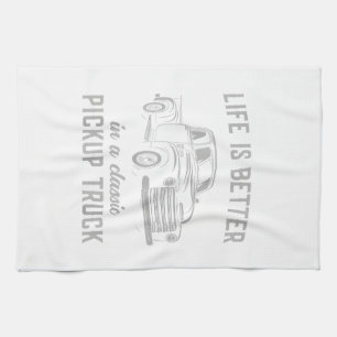 Classic Pickup Truck Guy Vintage Kitchen Towel