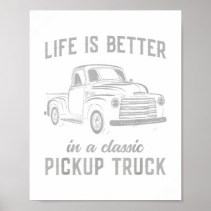 Classic Pickup Truck Guy Vintage Poster