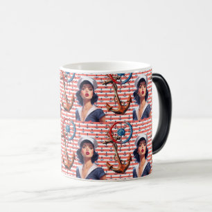 Classic Pin-Up Sailor Girl – Bold & Retro Design Magic Mug
