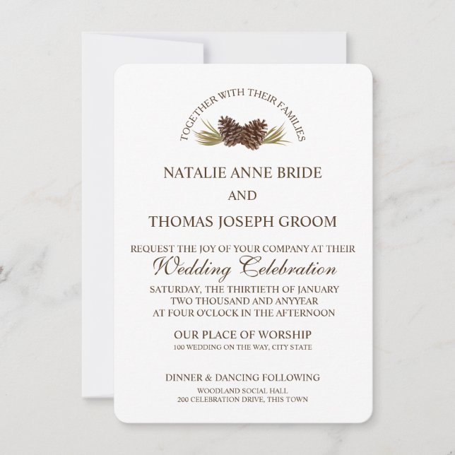 Classic Pine Cone Invitation (Front)