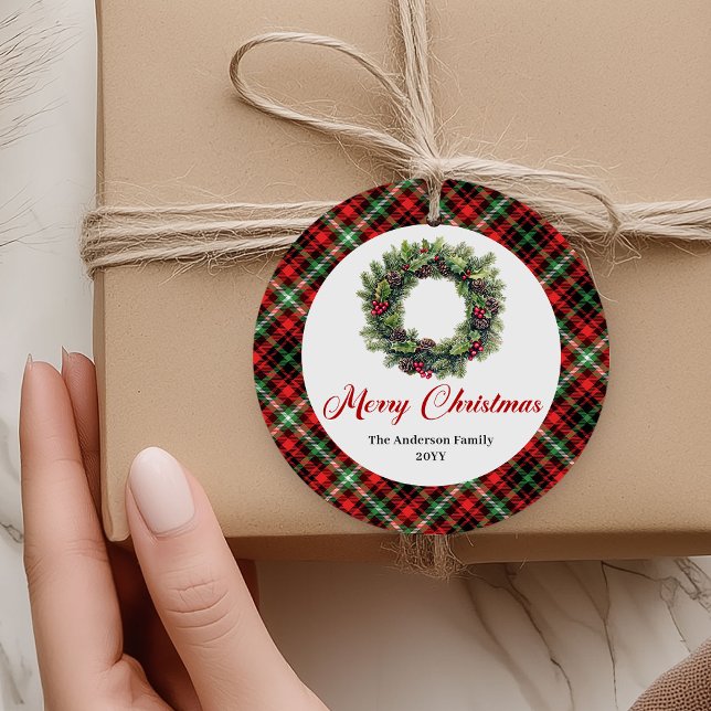 Classic Pine Wreath Christmas Gift Tag Custom (Classic Pine Wreath Christmas Gift Tag Custom)