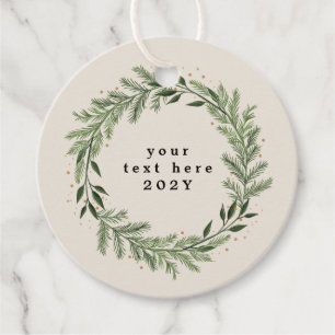 Classic Pine Wreath Christmas Holiday elegant gift Favour Tags