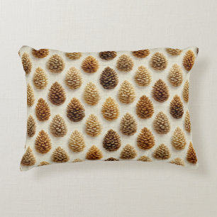 Classic Pinecone Winter Pattern Accent Pillow