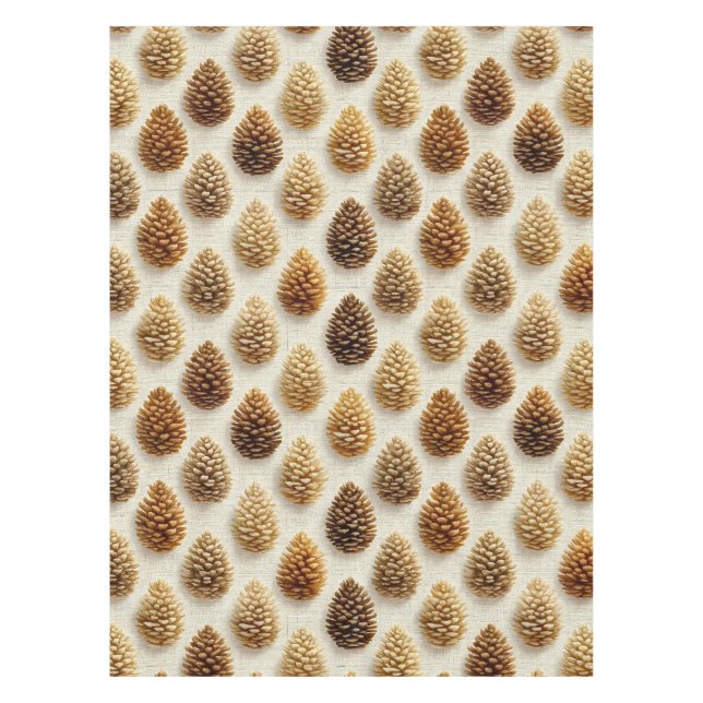 Classic Pinecone Winter Pattern Tablecloth (Front)