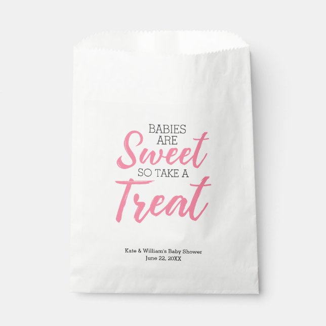 Classic Pink Babies Sweet Girl Baby Shower Party Favour Bag (Front)