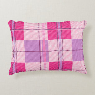 Classic Pink Berry Plaid Aesthetic Accent Pillow