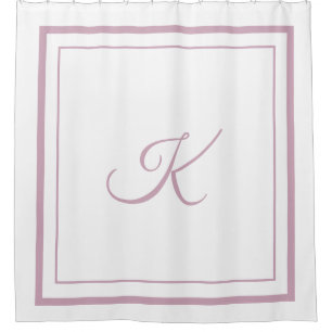 Classic pink Border Script Monogram Shower Curtain