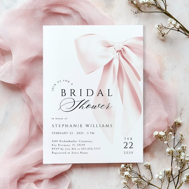 Classic Pink Bow Bridal Shower Invitation (Creator Uploaded)