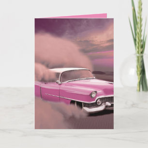 CLASSIC PINK CAR BIRTHDAY CARD