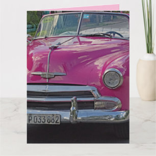 CLASSIC PINK CAR BIRTHDAY Greeting Card