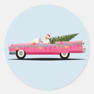 CLASSIC PINK CAR CLASSY CHRISTMAS STICKERS