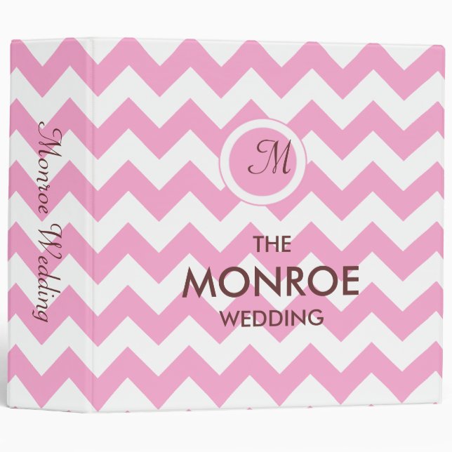 Classic Pink Chevron Pattern Binder (Front/Spine)
