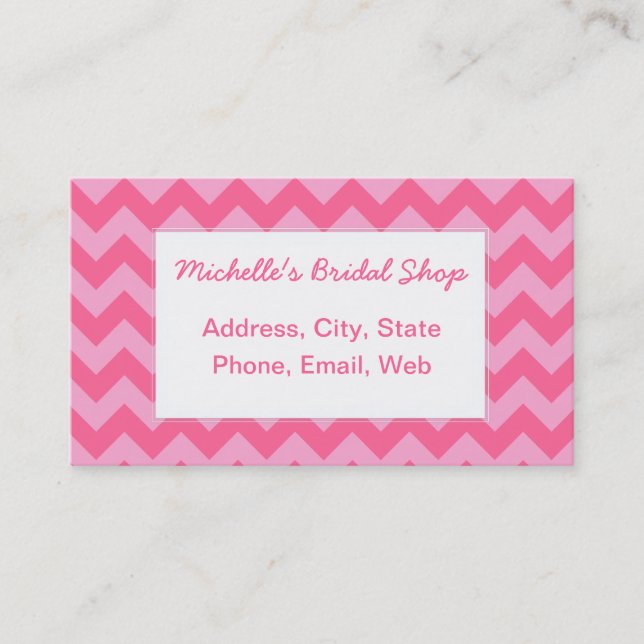Classic Pink Chevron Pattern Business Card (Front)