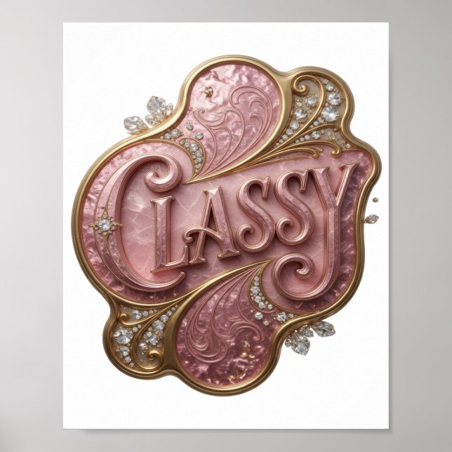 Classic Pink CLASSY Design Poster (Front)