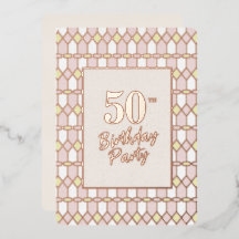 Classic Pink Elegant Rose Foil 50th Birthday Party