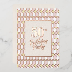 Classic Pink Elegant Rose Foil 50th Birthday Party