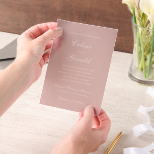 Classic Pink Elegant Wedding Vellum Invitations