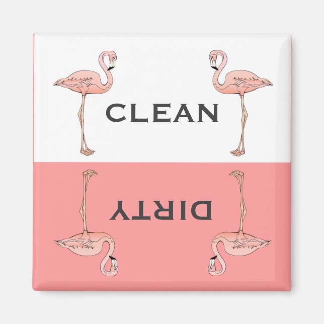 Classic Pink Flamingo Clean Dirty Dishwasher Magnet (Front)