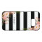 Classic Pink Floral Black White Stripes Monogram