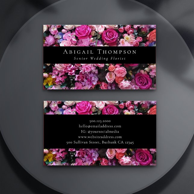 Classic Pink Flowers Florist Flower Shop Business Card (Creator Uploaded)