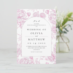 Classic Pink French Floral Wedding  Invitation