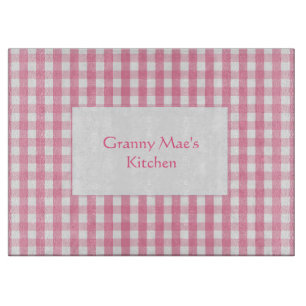 Classic Pink Gingham Check Pattern Cutting Board