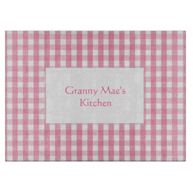 Classic Pink Gingham Check Pattern Cutting Board (Front)
