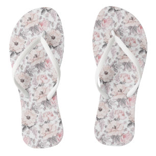 Classic Pink & Grey Pattern Flip Flops