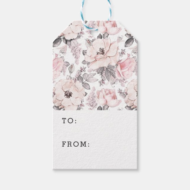 Classic Pink & Grey Pattern Gift Tags (Front)