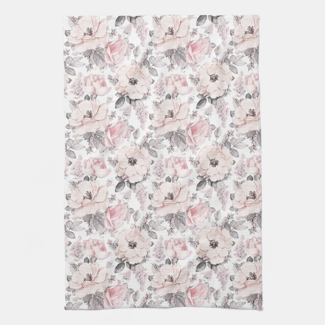 Classic Pink & Grey Pattern Kitchen Towel (Vertical)